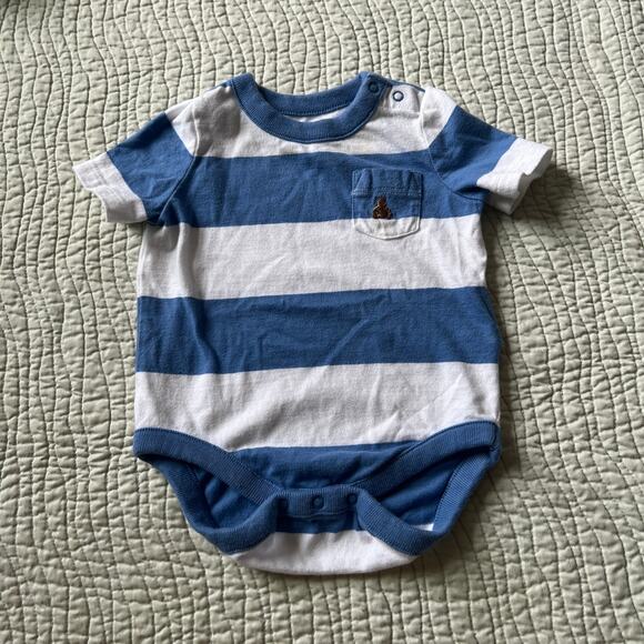 Baby Gap Brannan Bear Stripe Bodysuit Blue Size 0-3 Months - Picture 1 of 8